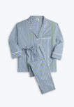 Marina Pajama Set in Green & Blue Multistripe