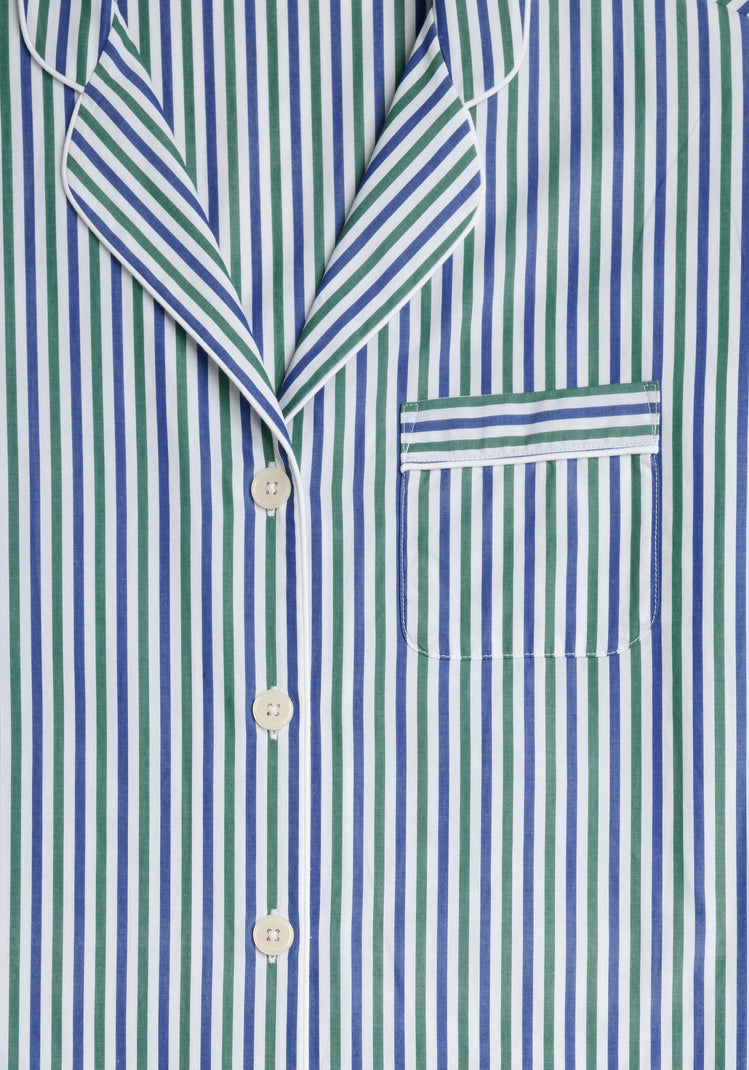 Marina Pajama Set in Green & Blue Multistripe