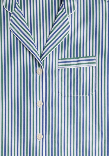 Marina Pajama Set in Green & Blue Multistripe