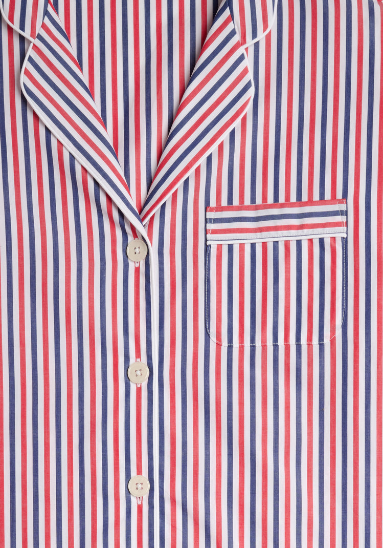 Marina Pajama Set in Red & Blue Multistripe