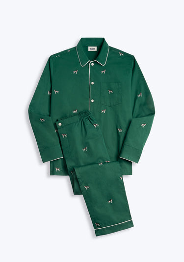 Henry Pajama Set in Embroidered Hounds