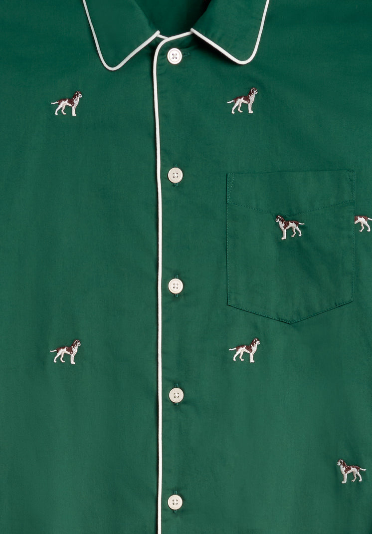 Henry Pajama Set in Embroidered Hounds