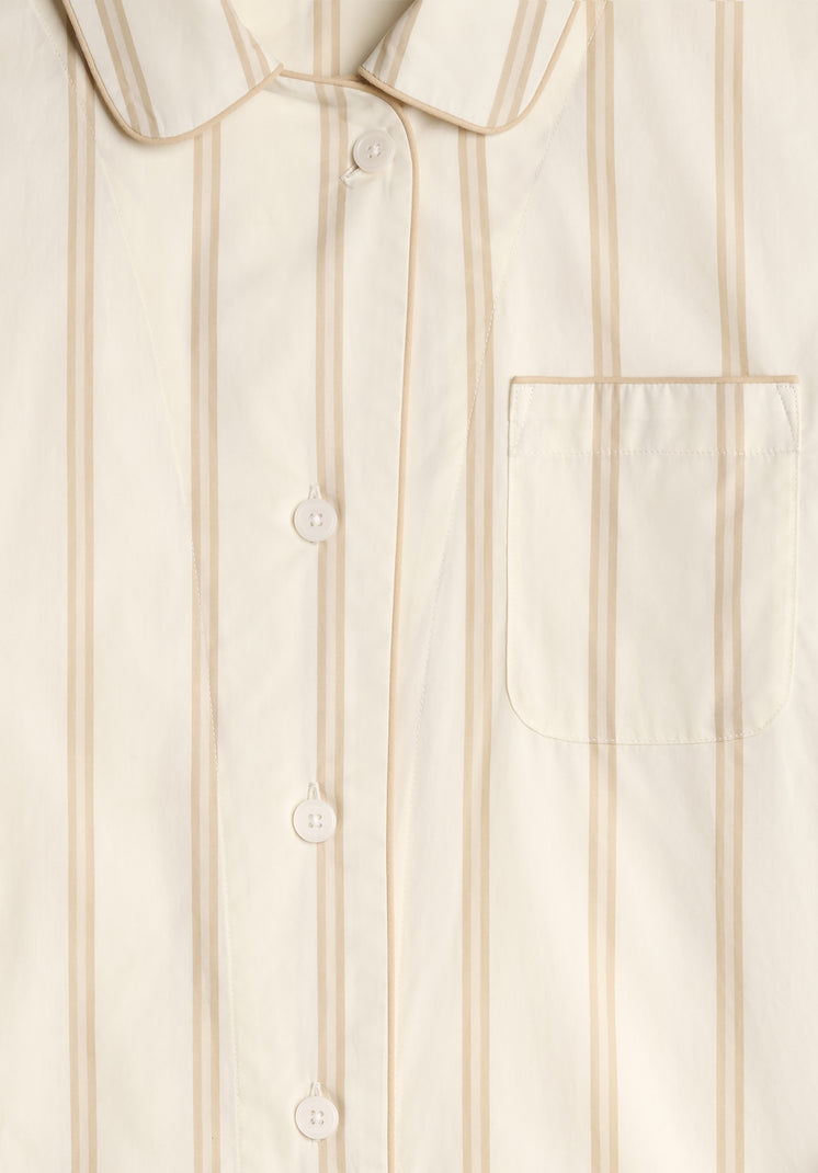 Bishop Pajama Set in Sand & Cream Stripe