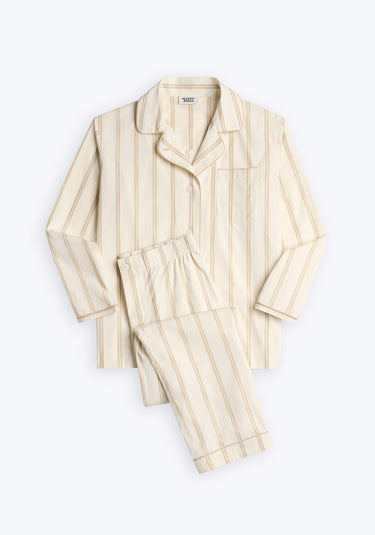 Bishop Pajama Set in Sand & Cream Stripe