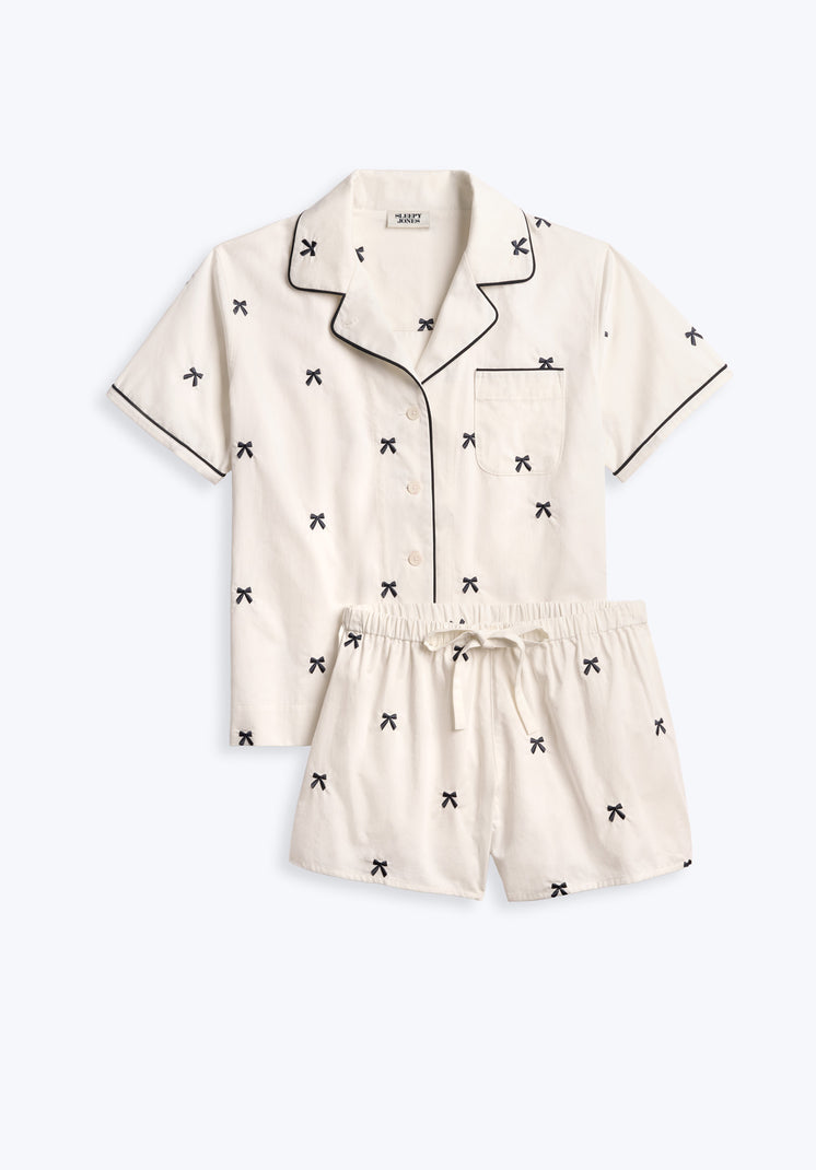 Corita Set in Navy Embroidered Bows
