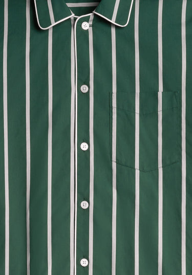 Henry Pajama Set in Hunter & Cream Sateen Stripe