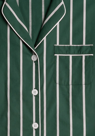Marina Pajama Set in Hunter & Cream Sateen Stripe