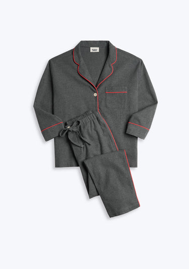 Marina Pajama Set in Charcoal Grey Flannel