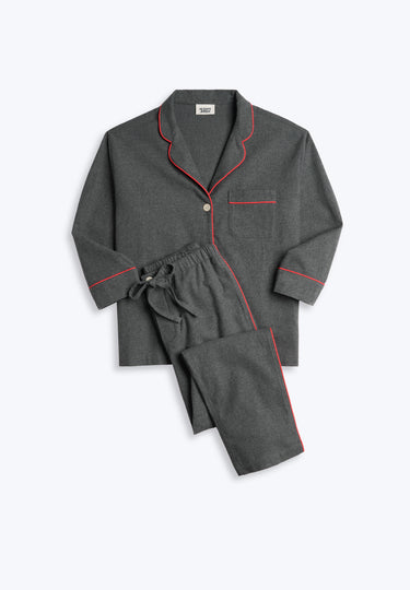 Marina Pajama Set in Charcoal Grey Flannel