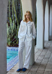 Margaret Pajama Set in Linen-Cotton Baker Stripe