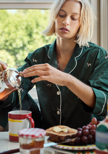 Marina Pajama Set in Embroidered Hounds