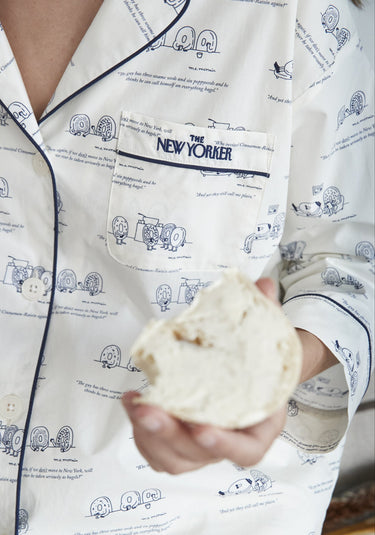 Sleepy Jones x The New Yorker – The Marina Pajama Set in Dozin' Bagels Cream