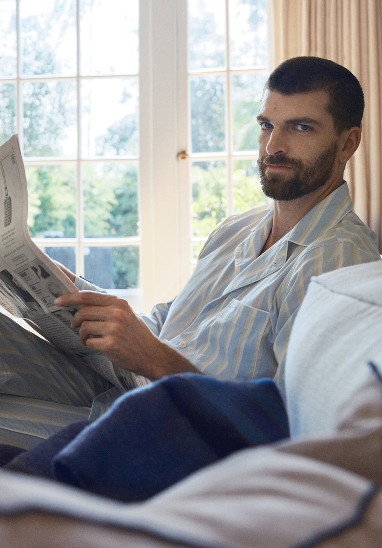 Lowell Pajama Set in Blue & Cream Double Stripe