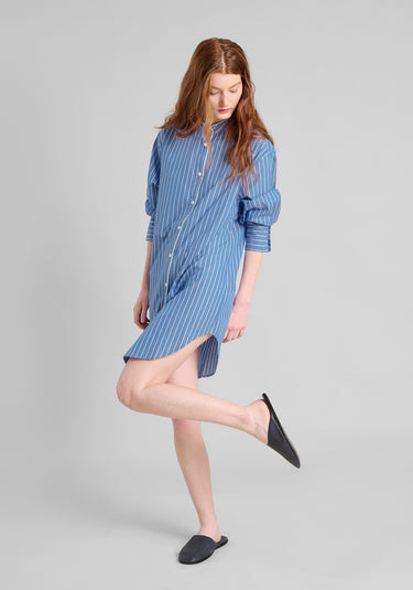 Jo Band Collar Nightdress in French Riviera Stripe