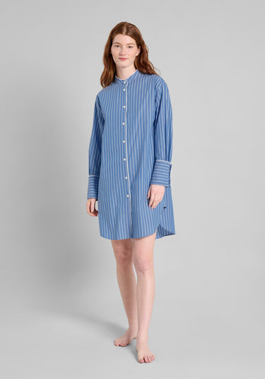 Jo Band Collar Nightdress in French Riviera Stripe