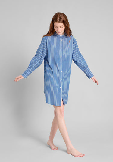 Jo Band Collar Nightdress in French Riviera Stripe