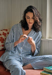 Marina Pajama Set in Green & Blue Multistripe