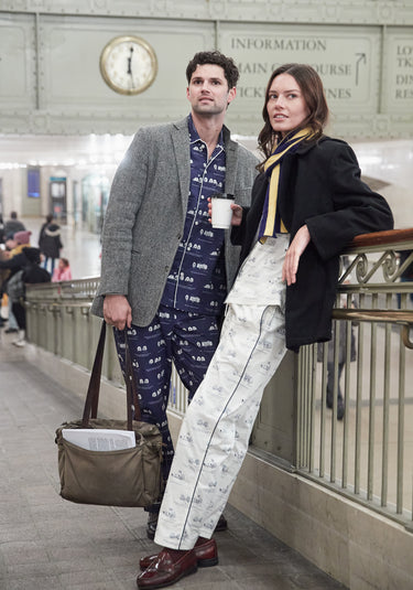 Sleepy Jones x The New Yorker – The Marina Pajama Set in Dozin' Bagels Cream
