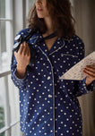 Bishop Pajama Set in Navy Polka Dot