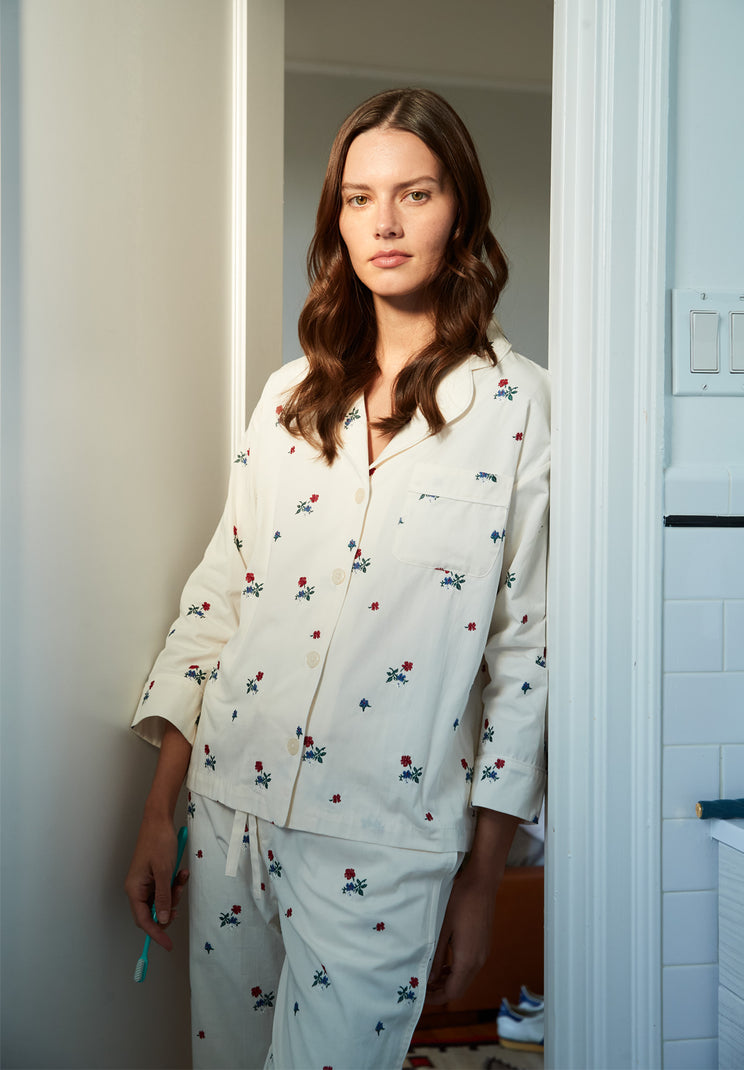 Marina Pajama Set in Embroidered Posy