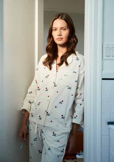 Marina Pajama Set in Embroidered Posy