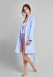 Isa Short Robe in Blue End on End