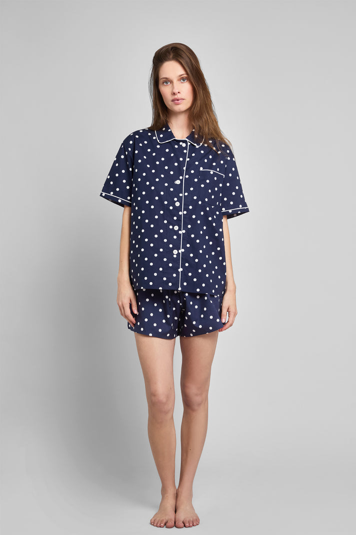 Corita Set in Navy Polka Dot
