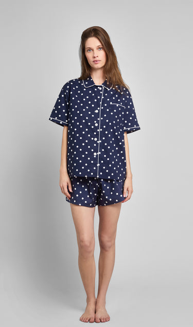 Corita Set in Navy Polka Dot