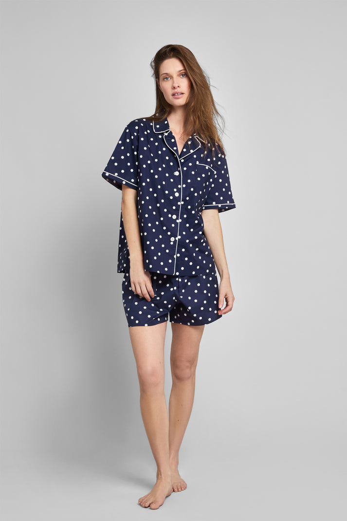 Corita Set in Navy Polka Dot