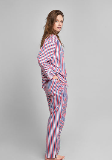 Marina Pajama Set in Red & Blue Multistripe