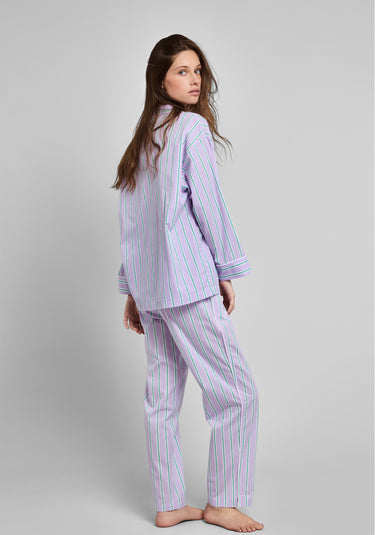 Marina Pajama Set in Green & Lavender Stripe