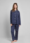 Bishop Pajama Set in Navy Polka Dot