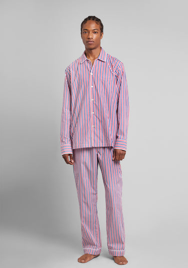 Henry Pajama Set in Red & Blue Multistripe