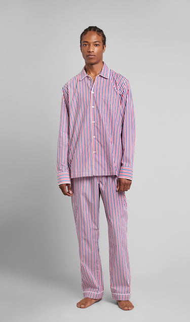 Henry Pajama Set in Red & Blue Multistripe