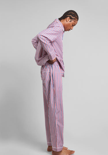 Henry Pajama Set in Red & Blue Multistripe
