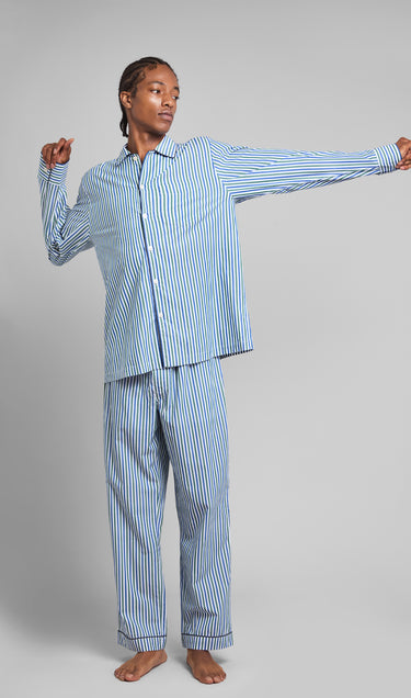 Henry Pajama Set in Green & Blue Multistripe