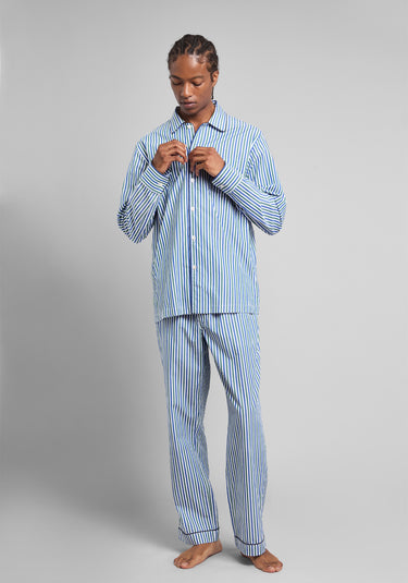 Henry Pajama Set in Green & Blue Multistripe