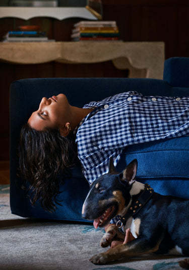 Marina Pajama Set in Large Navy Gingham