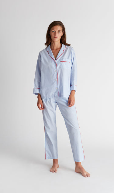 Marina Pajama Set in Blue End on End