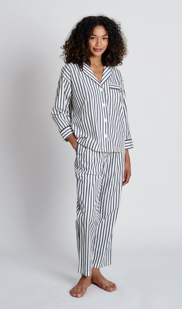 Marina Pajama Set in Navy Breton Stripe