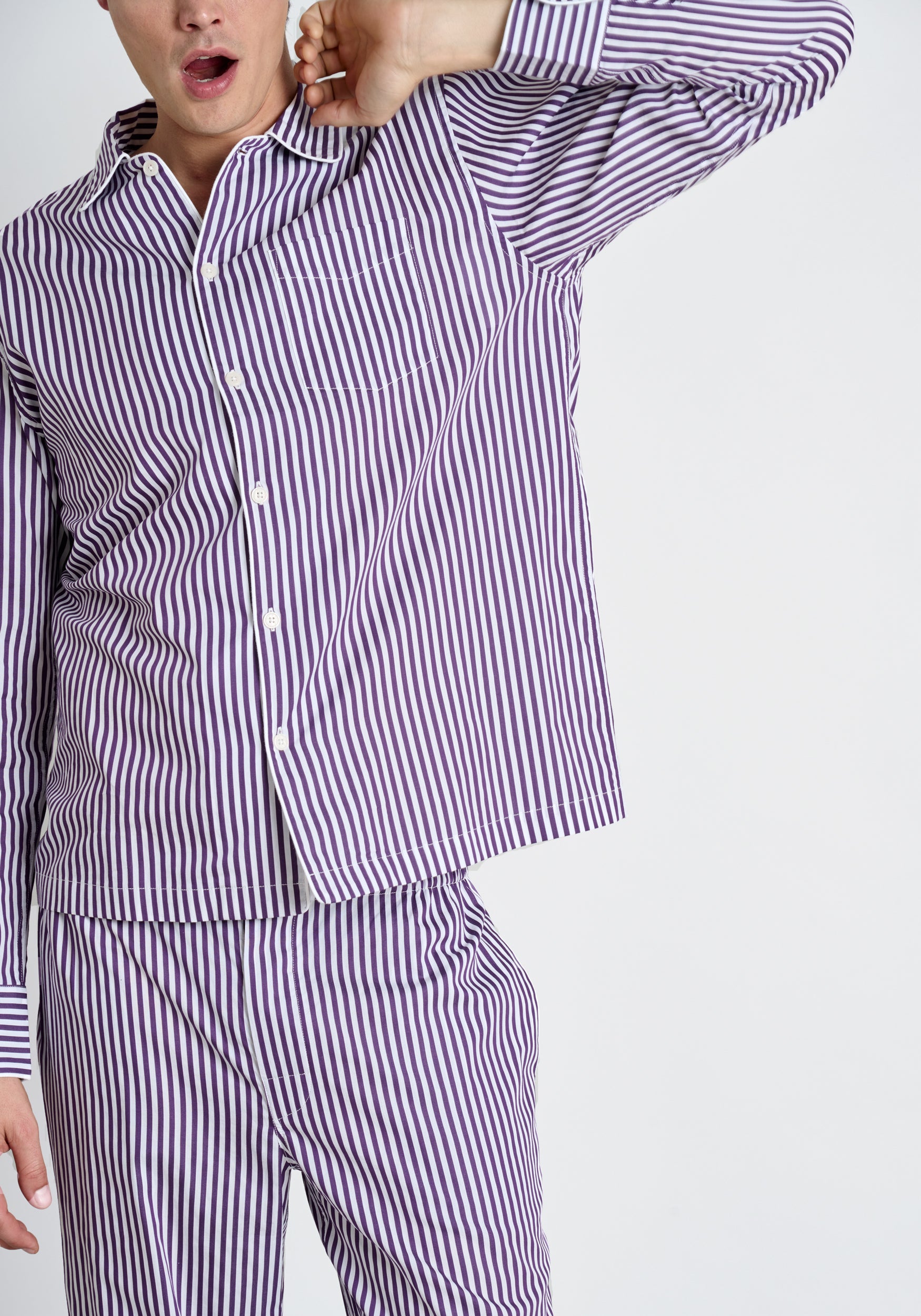 SLEEPY JONES | Henry Pajama Set in Purple Sateen Stripe – Sleepy Jones