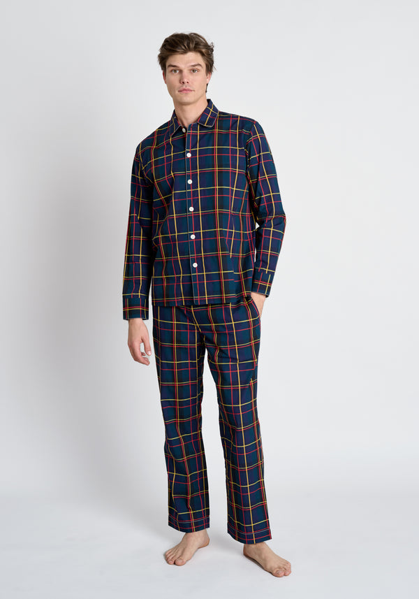 Henry Pajama Set in Sateen Holiday Plaid