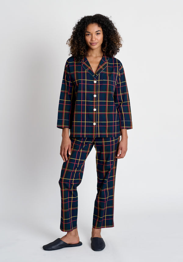 Marina Pajama Set in Sateen Holiday Plaid