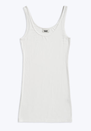 Rib Tank Dress in White