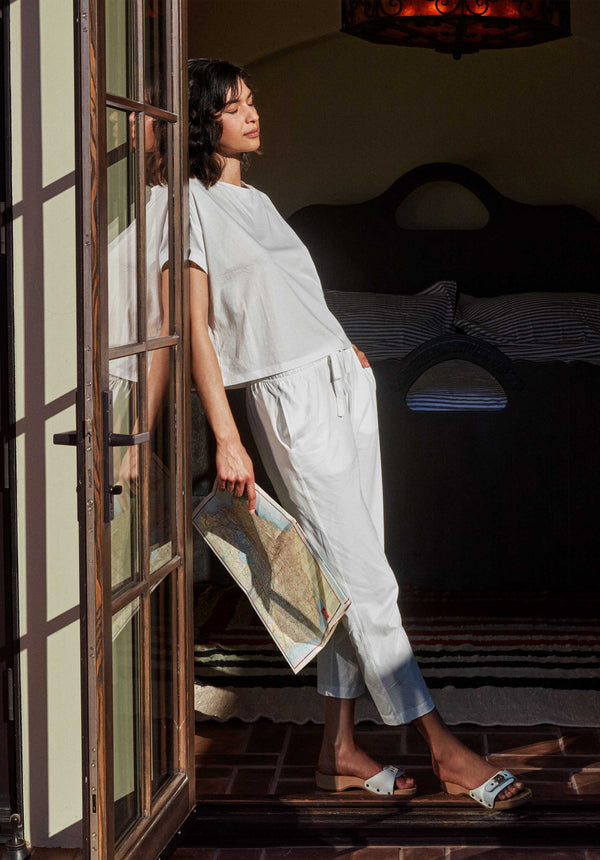 SLEEPY JONES | Agnes T-Shirt in White - Women's Loungewear Tops