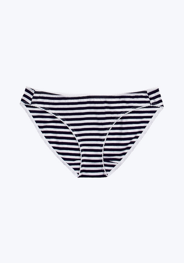 SLEEPY JONES | Goldin Bikini in Navy & White Cotton/Modal / XS-Navy & White Cotton/Modal