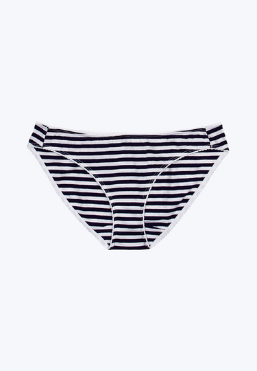 SLEEPY JONES | Goldin Bikini in Navy & White Cotton/Modal / XS-Navy & White Cotton/Modal