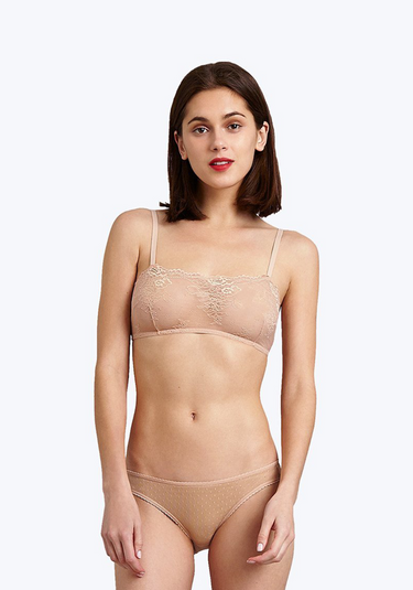 SLEEPY JONES | Goldin Bikini in Nude Swiss Dot Mesh / XS-