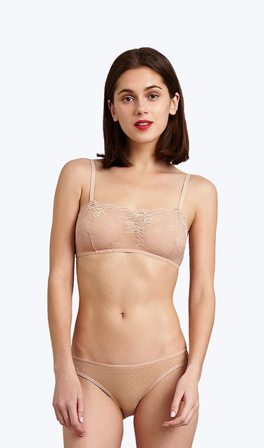 SLEEPY JONES | Goldin Bikini in Nude Swiss Dot Mesh / XS-