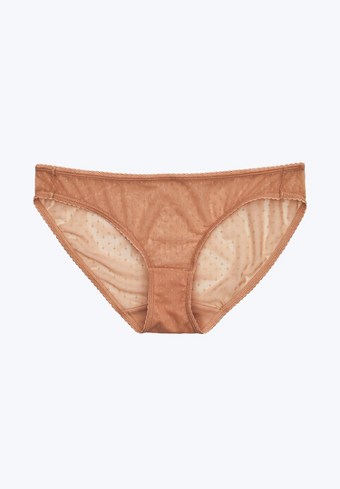 SLEEPY JONES | Goldin Bikini in Nude Swiss Dot Mesh / XS-